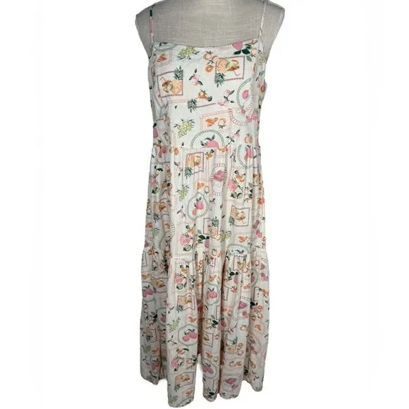 Cynthia Rowley Linen Blend Summertime Fruity Conversational Print Midi Dress - Picture 4 of 13